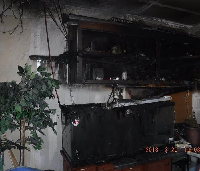 Burnt counter top and cabinets